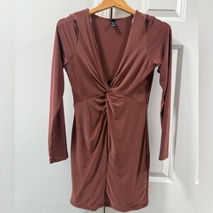 Brown Long Sleeve Dress